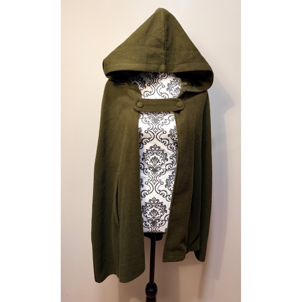 Wooded Fairy Renaissance Cape XL Hooded Cloak Olive Green Cosplay Costume
